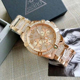 Guess Frontier Chronograph Crystals Rose Gold Dial Rose Gold Steel Strap Watch for Men - W0799G3 Buy Now By Guess