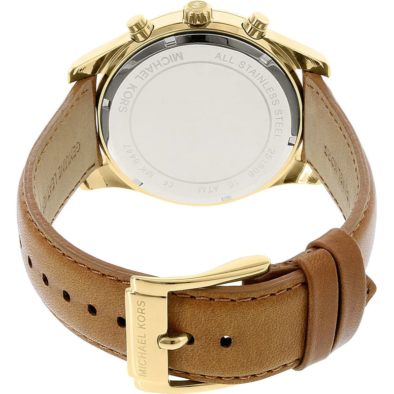 Michael Kors Lexington Chronograph Gold Dial Brown Leather Strap Watch For Men - MK8447 Buy Now By Michael Kors