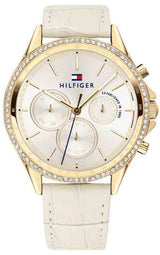 Tommy Hilfiger Ari Diamonds White Dial Cream Leather Strap Watch for Women - 1781982