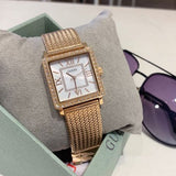 Guess Highline Off White Dial Rose Gold Stainless Steel Mesh Strap Watch For Women - W0826L3 Buy Now By Guess