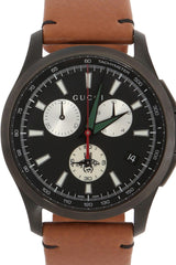 Gucci G-Timeless Chronograph Black Dial Brown Leather Strap Watch For Men - YA126271 Buy Now By Gucci