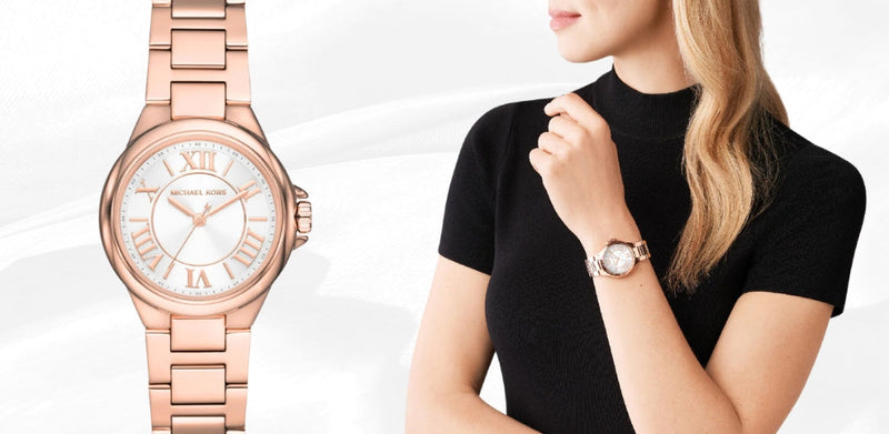 Michael Kors Camille Quartz White Dial Rose Gold Steel Strap Watch For Women - MK7256 Buy Now By Michael Kors