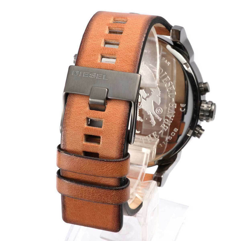 Shop Diesel Mr Daddy 2.0 Black Dial Brown Leather Strap Watch For Men - DZ7332 in USA