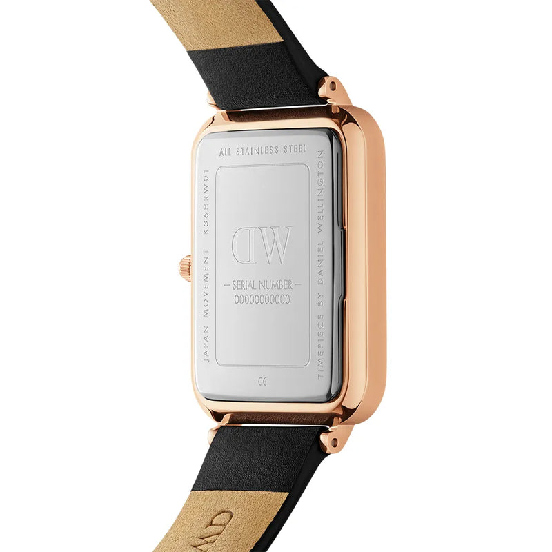 Daniel Wellington Quadro White Dial Black Leather Strap Watch For Women - DW00100450 Buy Now By Daniel Wellington