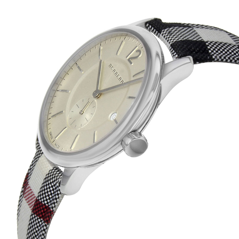 Shop Burberry The Classic Horseferry Silver Dial Black Leather Strap Watch for Men - BU10002 in USA