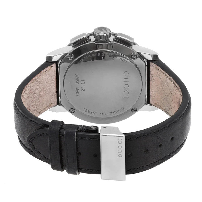 Shop Gucci G Chrono Black Dial Black Leather Strap Watch For Men - YA101205 in USA