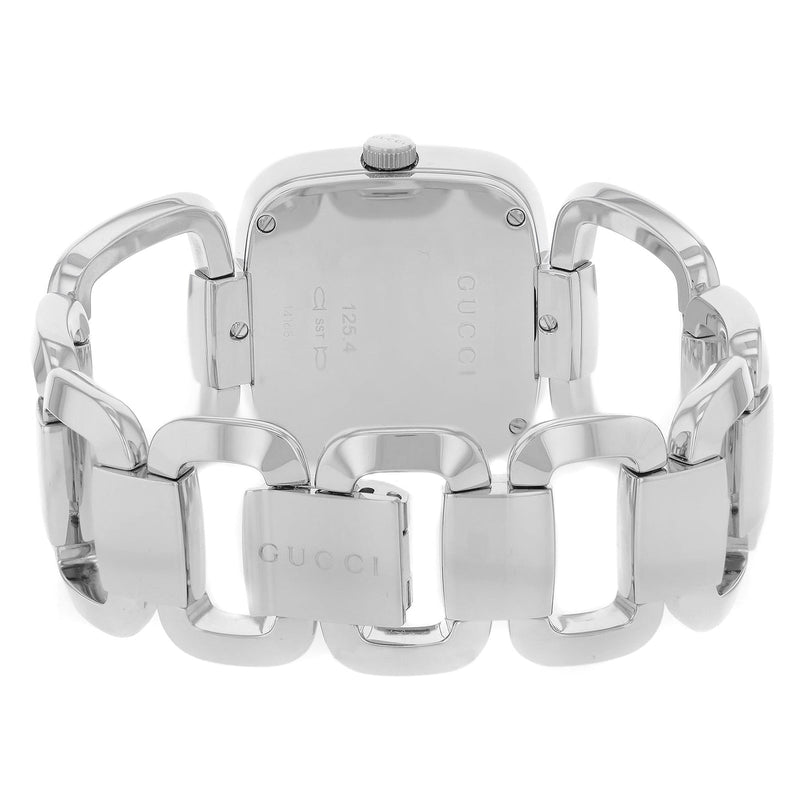 Shop Gucci G Gucci Black Dial Silver Steel Strap Watch For Women - YA125407 in USA