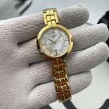 Tissot Flamingo Mother of Pearl White Dial Gold Steel Strap Watch For Women - T094.210.33.111.00 Buy Now By Tissot
