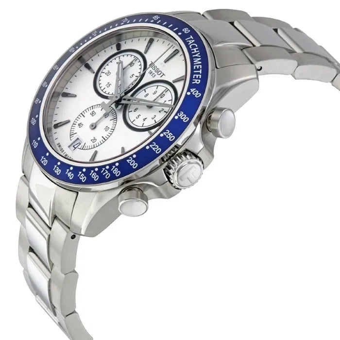 Tissot V8 Quartz T Sport Chronograph White Dial Silver Steel Strap Watch For Men - T106.417.11.031.00 Buy Now By Tissot