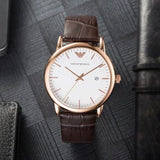 Emporio Armani Luigi White Dial Brown Leather Strap Watch For Men - AR2502 Buy Now By Emporio Armani