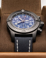 Breitling Super Avenger Chronograph 48 Night Mission Blue Dial Blue Leather Strap Watch for Men - V13375101C1X2