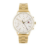 Shop Tommy Hilfiger Carly White Dial Gold Steel Strap Watch for Women - 1781786 in USA