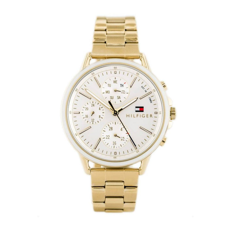 Shop Tommy Hilfiger Carly White Dial Gold Steel Strap Watch for Women - 1781786 in USA