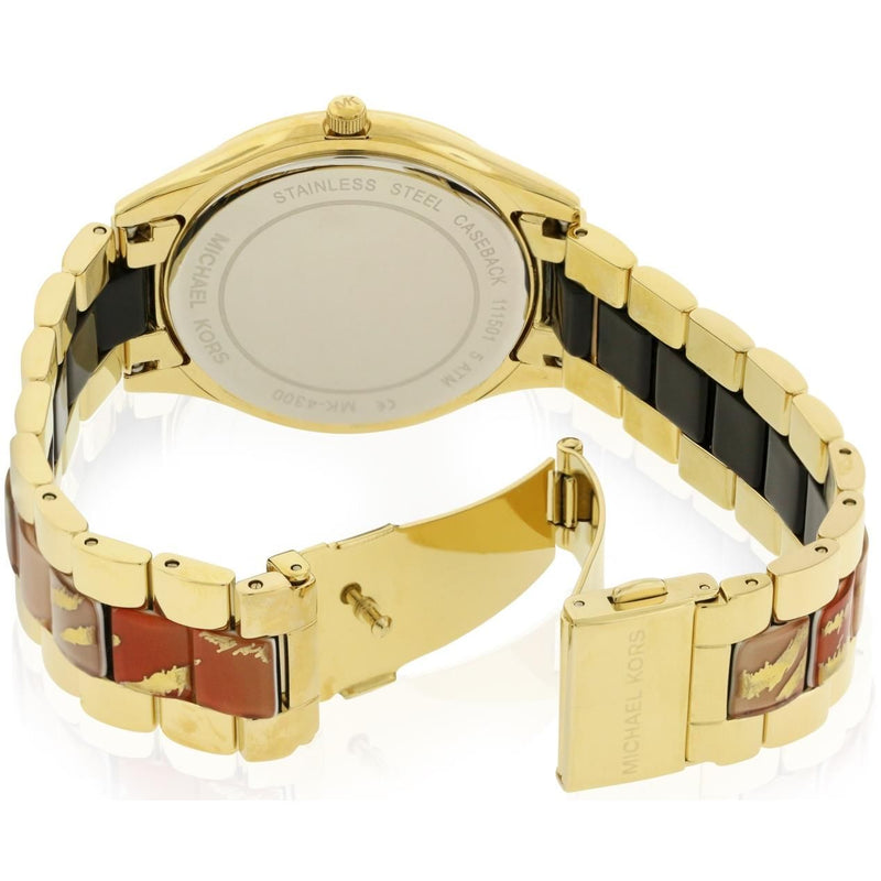 Michael Kors Slim Runway Gold Dial Two Tone Steel Strap Watch for Women - MK4300 Buy Now By Michael Kors