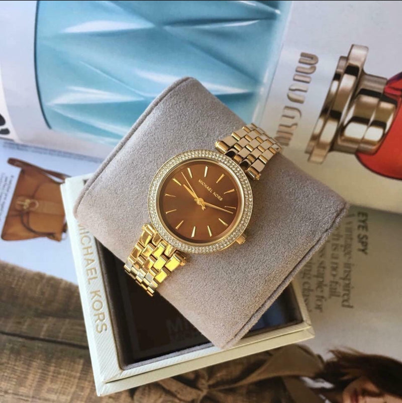 Michael Kors Darci Amber Dial Gold Steel Strap Watch for Women - MK3408 Buy Now By Michael Kors