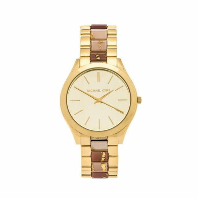 Michael Kors Slim Runway Gold Dial Two Tone Steel Strap Watch for Women - MK4300 Buy Now By Michael Kors