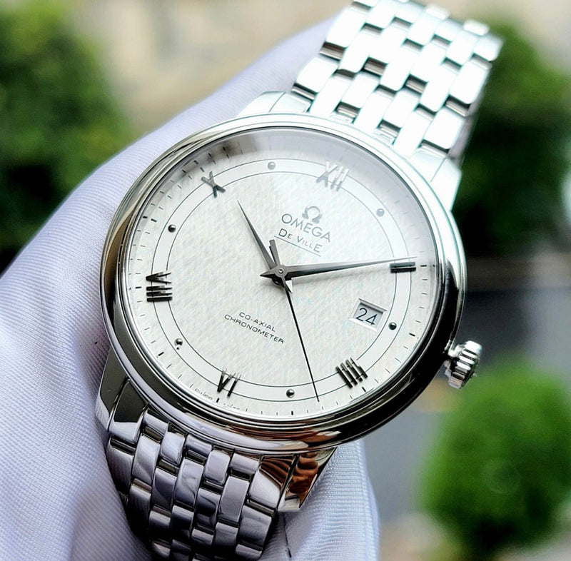Shop Omega De Ville Prestige Co Axial Automatic White Dial Silver Steel Strap Watch for Men - 424.10.40.20.02.005 in USA