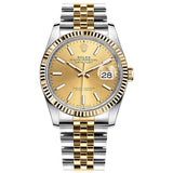 Shop Rolex Datejust 36mm Champagne Dial Two Tone Steel Strap Watch for Men - M126233-0015 in USA