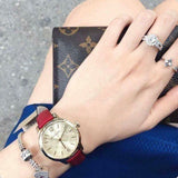 Shop Burberry The Classic Gold Dial Red Leather Strap Watch for Women - BU10102 in USA