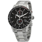 Shop Hugo Boss Rafale Chronograph Black Dial Silver Steel Strap Watch for Men - 1513509 in USA