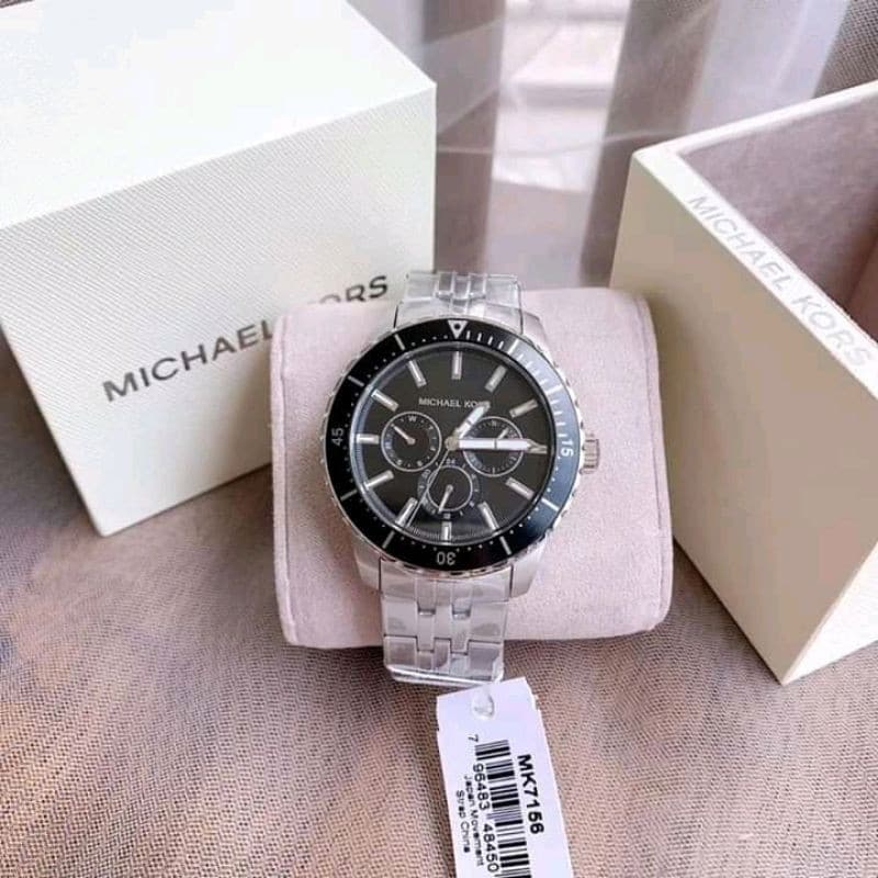 Michael Kors Cunningham Multifunction Black Dial Silver Steel Strap Watch For Men - MK7156 Buy Now By Michael Kors