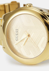 Shop Guess Cubed Analog Gold Dial Gold Steel Strap Watch For Women - GW0606L2 in USA