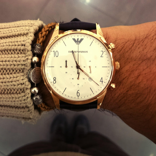Emporio Armani Beta Chronograph White Dial Brown Leather Strap Watch For Men - AR1915 Buy Now By Emporio Armani