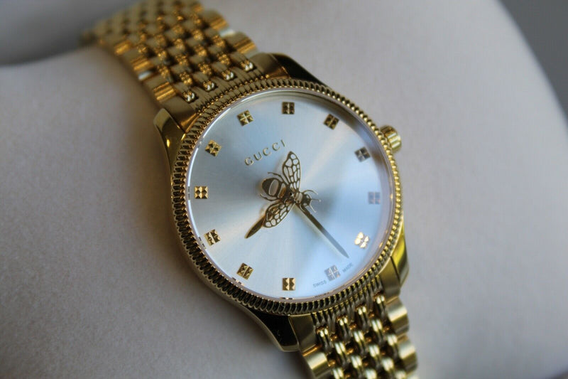 Gucci G Timeless Quartz Mother of Pearl Dial Gold Steel Strap Watch For Women - YA1265021 Buy Now By Gucci