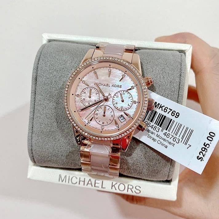 Michael Kors Ritz Chronograph Mother of Pearl White Dial Two Tone Steel Strap Watch For Women - MK6769 Buy Now By Michael Kors