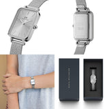 Daniel Wellington Quadro Unitone Silver Dial Silver Mesh Strap Watch For Women - DW00100486
