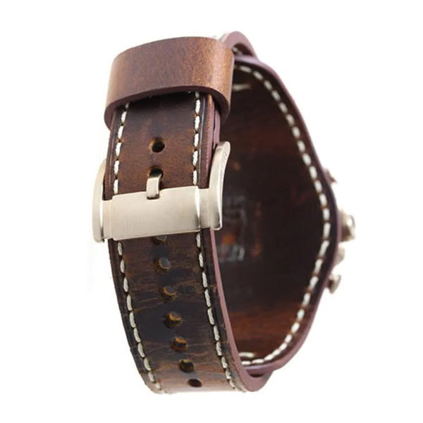 Shop Fossil Nate Chronograph Blue Dial Brown Leather Strap Watch for Men - JR1505 in USA