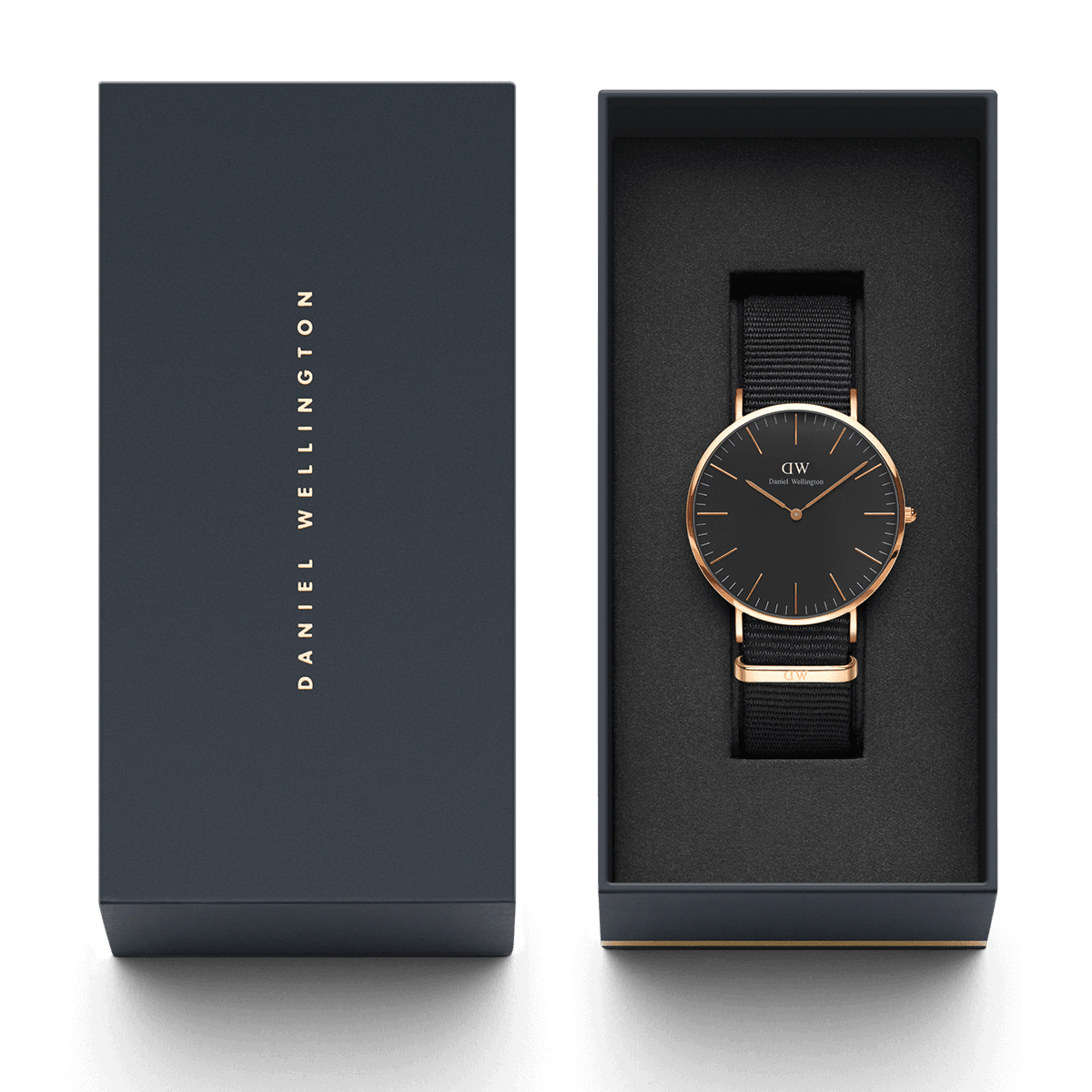 Daniel Wellington Classic Cornwall Black Dial Black NATO Strap Watch For Women - DW00100150