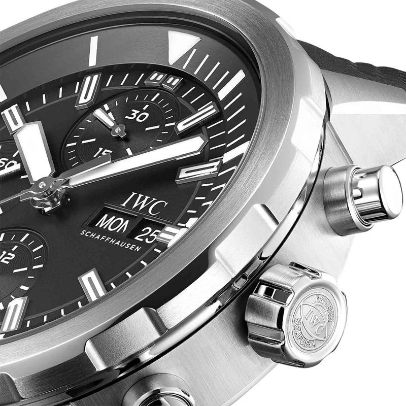 Shop IWC Aquatimer Chronograph Black Dial Black Leather Strap Watch for Men - IW376803 in USA