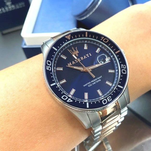 Maserati SFIDA Quartz Blue Dial Stainless Steel 44mm Watch For Men - R8853140003 Buy Now By Maserati