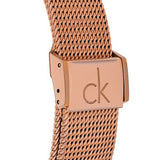 Calvin Klein Minimal Black Dial Rose Gold Mesh Bracelet Watch for Men - K3M21621