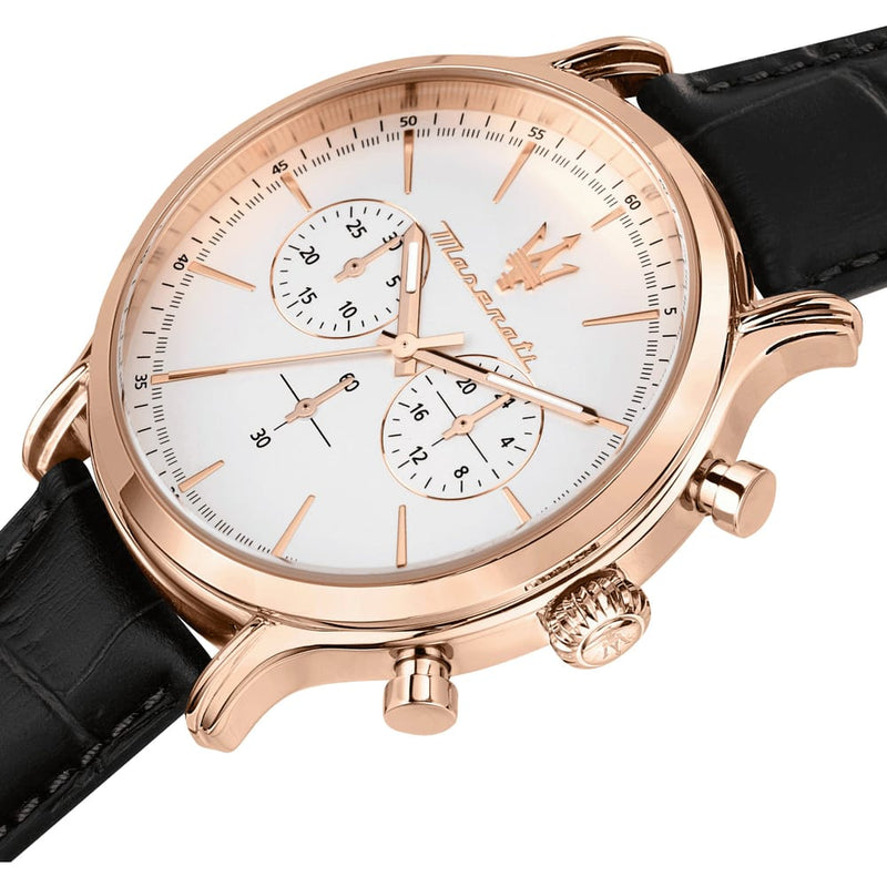 Maserati Epoca Chronograph White Dial Black Leather Strap Watch For Men - R8871618016 Buy Now By Maserati