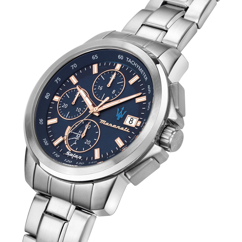 Maserati Successo 44mm Solar Blue Stainless Steel Watch For Men - R8873645004 Buy Now By Maserati