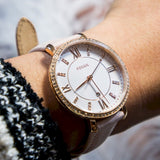 Shop Fossil Jacqueline White Dial Pink Leather Strap Watch for Women - ES4303 in USA