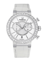 Swarovski Citra Sphere Chronograph White Dial White Leather Strap Watch for Women - 5027127 Buy Now By Swarovski