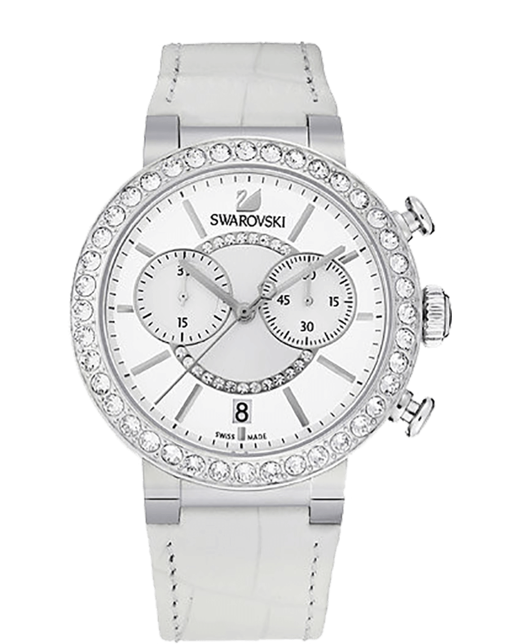 Swarovski Citra Sphere Chronograph White Dial White Leather Strap Watch for Women - 5027127 Buy Now By Swarovski