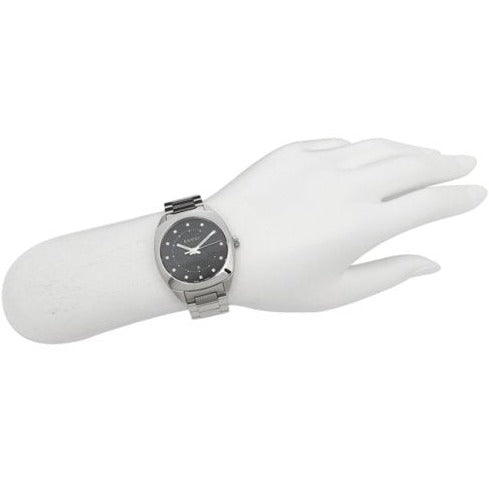 Gucci GG2570 Diamonds Black Dial Silver Steel Strap Watch For Women - YA142404 Buy Now By Gucci