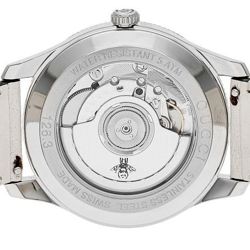 Gucci G Timeless Automatic Silver Dial Beige Leather Strap Watch For Men - YA126348 Buy Now By Gucci