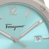 Shop Salvatore Ferragamo F-80 Classic Tiffany Blue Dial Silver Steel Strap Watch for Men - SFDT02323 in USA