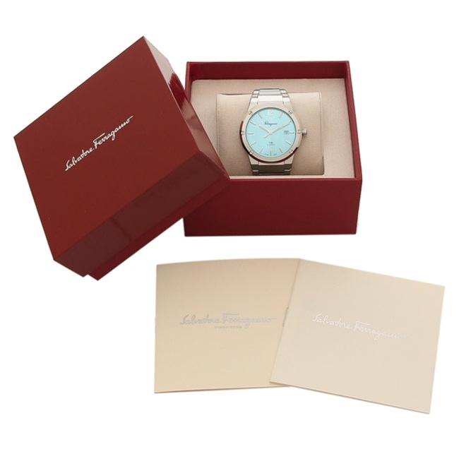 Shop Salvatore Ferragamo F-80 Classic Tiffany Blue Dial Silver Steel Strap Watch for Men - SFDT02323 in USA