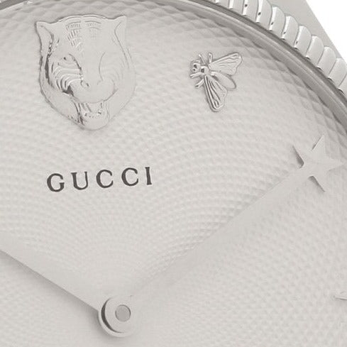 Gucci G Timeless Automatic Silver Dial Red Leather Strap Watch For Men - YA126346 Buy Now By Gucci