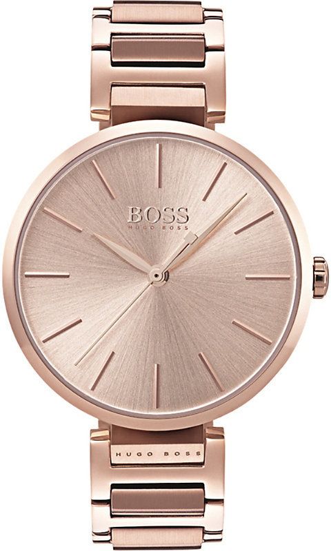 Shop Hugo Boss Allusion Rose Gold Dial Rose Gold Steel Strap Watch For Women - 1502418 in USA