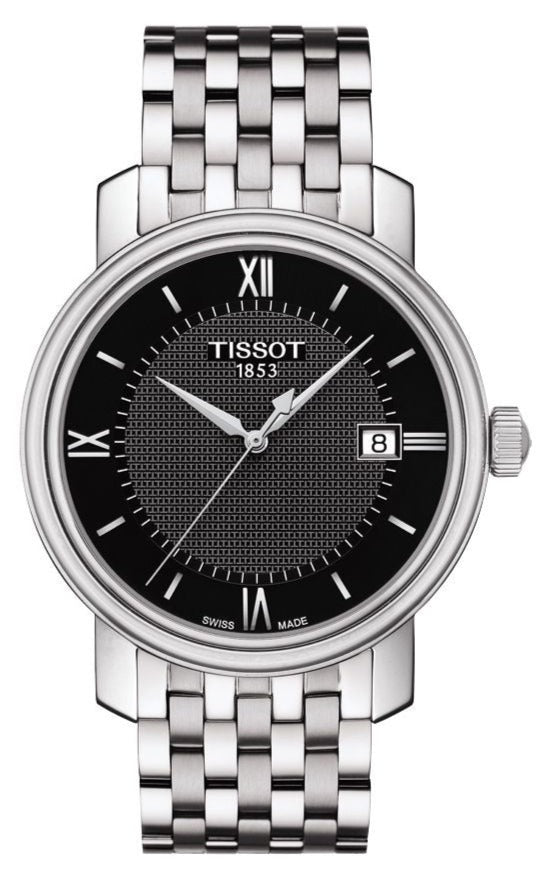 Shop Tissot T Classic Bridgeport Black Dial Silver Steel Strap Watch For Men - T097.410.11.058.00 in USA