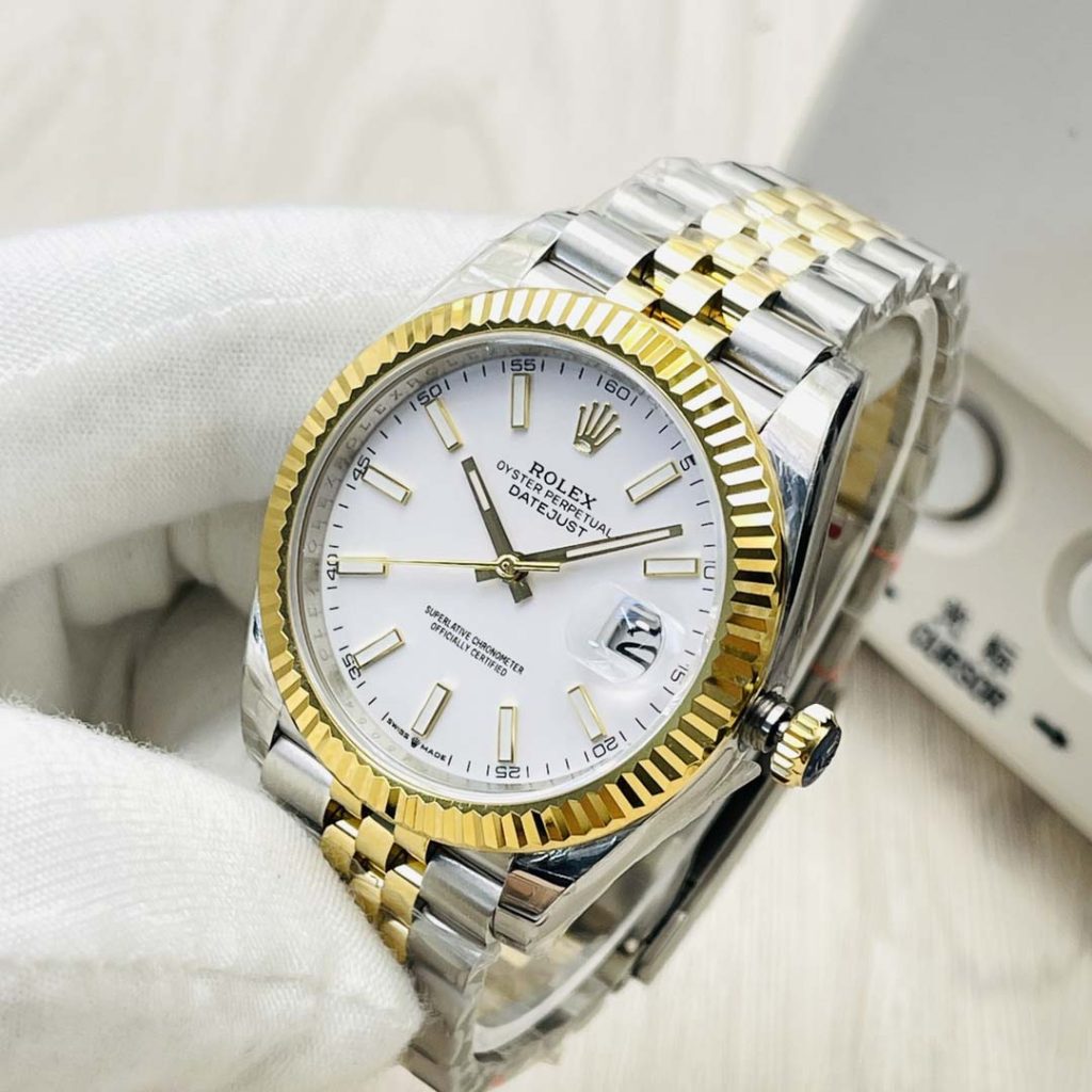 Rolex Datejust 41 Oyster White Dial Two Tone Oystersteel & Yellow Gold Jubilee Bracelet White Dial Watch for Men - M126333-0016