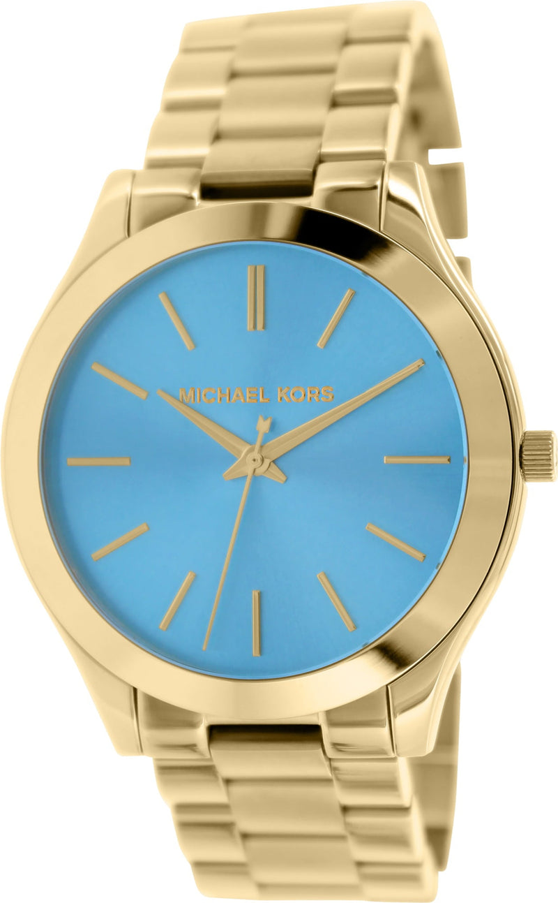 Michael Kors Slim Runway Blue Dial Gold Steel Strap Watch for Women - MK3265 Buy Now By Michael Kors