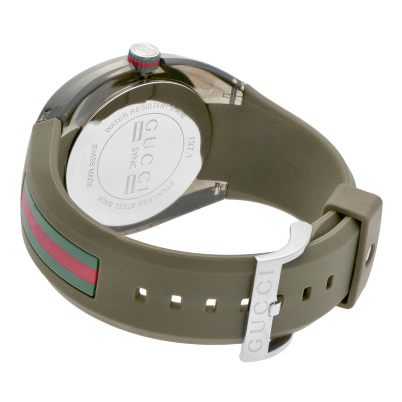 Shop Gucci Sync XXL Quartz Brown Dial Brown Leather Strap Watch For Men - YA137106 in USA